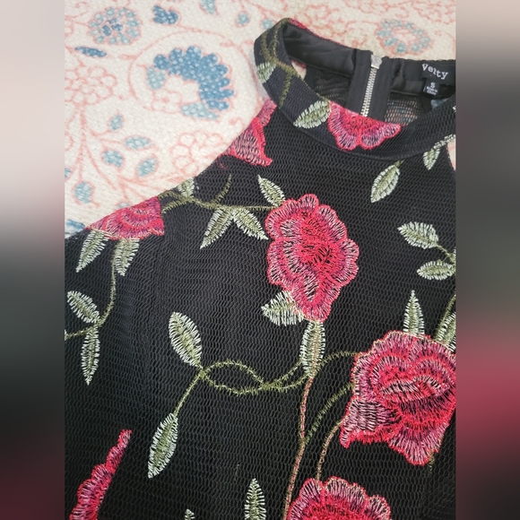 Embroidered Rose Mini Dress - Picture 9 of 9